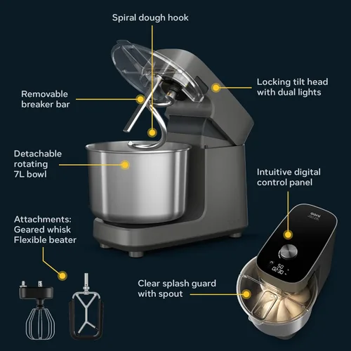 Miniatura 2 de Batidora en Espiral Ooni Halo Pro - Batidora de Pie para Masa con Accesorios, Capacidad de 7.3 Cuartos de Galón y 58 Configuraciones de Velocidad