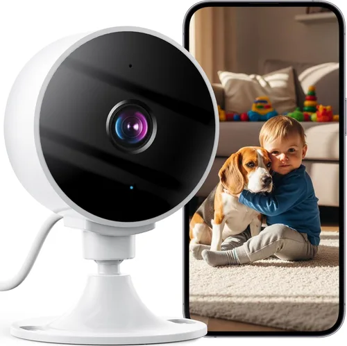 Cámara de seguridad interior 2K 3MP, monitor de mascotas y bebés Cámara WiFi con detección de movimiento y sonido, alerta en tiempo real, audio