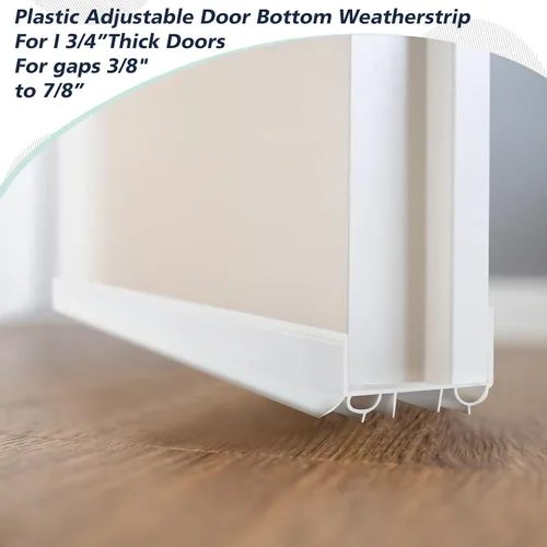 Miniatura 3 de Lineshading 2 juegos de barrido de puerta de plástico PVC de 1 3/4 x 36 pulgadas, tira de sellado de puerta exterior inferior para burletes