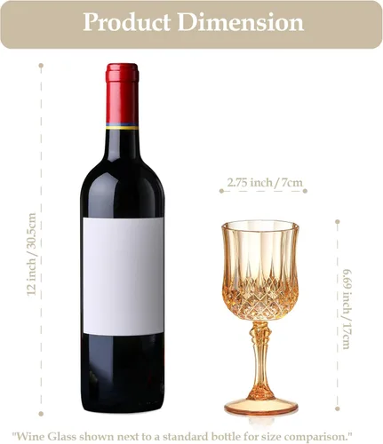 Miniatura 4 de XUWAIDSGN 48 Pcs Copas de Vino Vintage de Plástico de 7oz Vasos para Beber Vasos Irrompibles Cristalería para Bodas Copas de Agua de Cristal Goblets