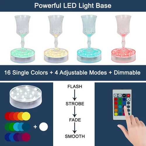 Miniatura 3 de LARDUX Base de luz LED recargable con control remoto, pantalla LED redonda de 4 pulgadas, pedestal, luz multicolor para jarrón, arte de cristal