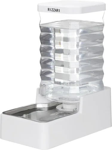 Miniatura 10 de RIZZARI Comedero automático de agua para mascotas de acero inoxidable: Dispensador automático a prueba de fugas por gravedad de 8.5L en color negro