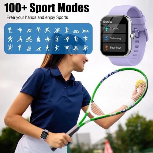 Miniatura 5 de Reloj inteligente para hombres y mujeres, 1.96 pulgadas, reloj para correr (respuesta/hacer llamadas), IP68 impermeable, podómetro, monitor