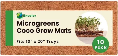 Envelor Tapete de cultivo de fibra de coco para microverdes de 10 x 20 pulgadas, forro de semillas de coco para bandejas de cultivo, cestas