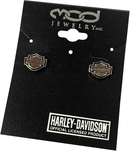 Miniatura 3 de Harley-Davidson Women's Copper Bar & Shield Cameo Post Earrings HDE0261