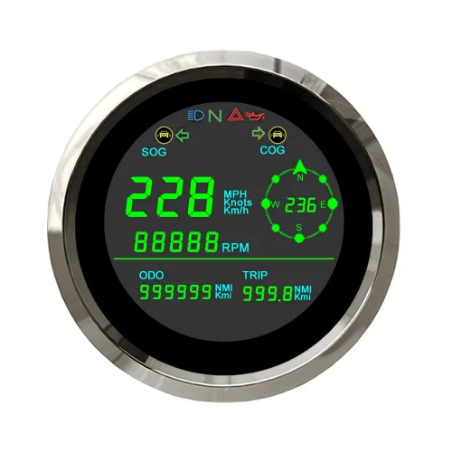 Miniatura 7 de ELING Velocímetro GPS digital de 3 3/8 pulgadas con tacómetro, Tripmetro, cuentakilómetro, ajustable para carreras de autos de carreras, motocross