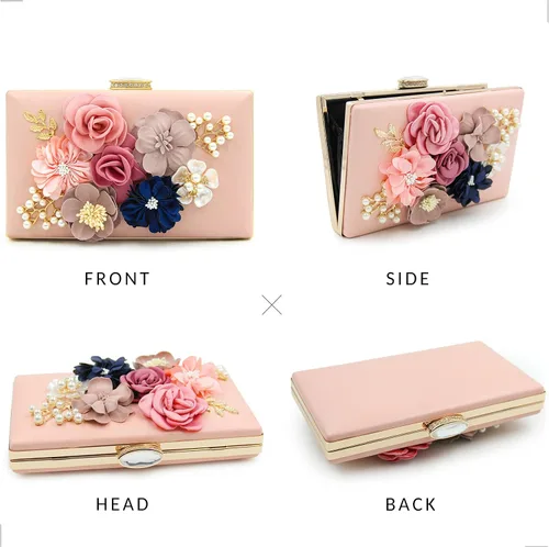 Miniatura 5 de Milisente - Bolso tipo clutch de diseño floral, bolso de noche para mujer, para novias, bodas