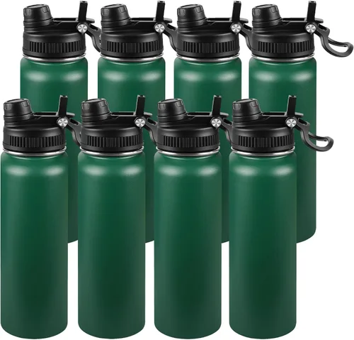 Miniatura 20 de Botella de agua aislada de 22 onzas, tapa 2 en 1 a prueba de fugas (sorbo/pajilla) + asa, botella de acero inoxidable para deportes, viajes, trabajo