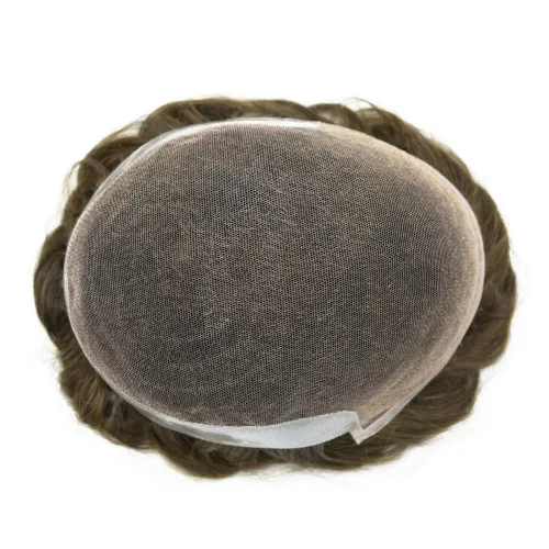 Miniatura 5 de Toupee - Pieza de cabello humano real para hombre, sistema de reemplazo de encaje suizo suave para hombre, pieza de pelo tipo tupé, protesis capilar