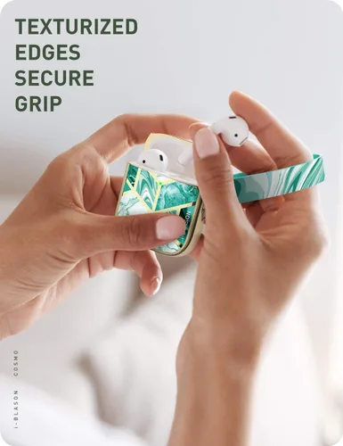 Miniatura 9 de i-Blason Cosmo Series - Funda diseñada para Airpods de 2ª generación/1ª generación, funda protectora de 360° con estilo mármol para AirPods Jade
