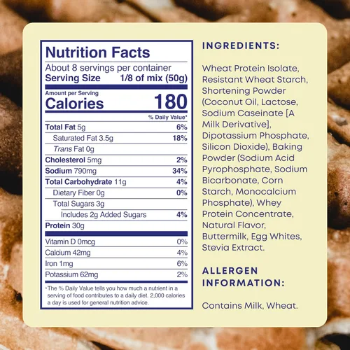 Miniatura 3 de Mezcla para panqueques con proteínas y mezcla para wafles con proteínas de Phoros Nutrition, 30g de proteína, baja en carbohidratos, alta