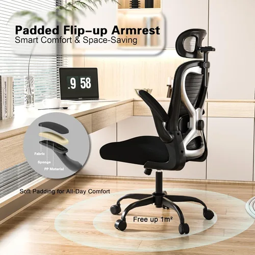 Miniatura 7 de Sillas de escritorio de oficina en casa, silla de oficina ergonómica con soporte lumbar y reposacabezas 3D, silla de escritorio para computadora