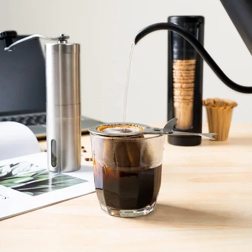 Miniatura 6 de Filtro gotero de café reutilizable, filtro de café permanente hecho de acero inoxidable para una sola taza de café + bolsas de filtro, 40 piezas