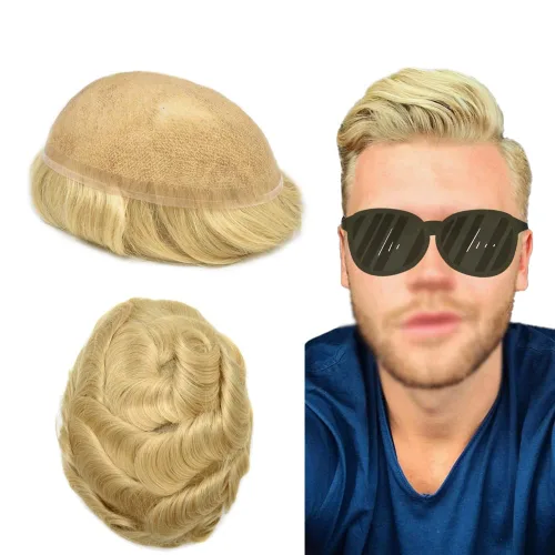Miniatura 36 de PUNRU HAIR Completo Swiss Lace Toupee para hombres Sistema de cabello humano real Sistema de reemplazo de cabello humano para hombre Toupee