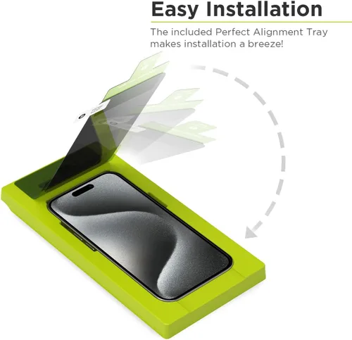 Miniatura 3 de PureGear Protector de pantalla de vidrio templado de privacidad de 2 vías compatible con Apple iPhone 15 Pro (2023) de 6.1 pulgadas, cobertura