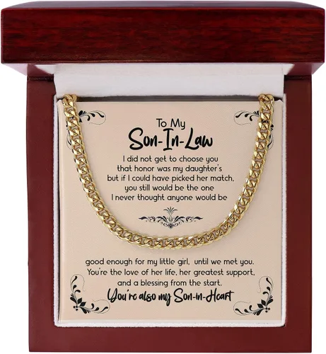 Miniatura 5 de Collar de cadena cubana para yerno, regalo para él, futuro hijo en la ley, regalo de cumpleaños en el día de la boda, regalo sentimental para hijo