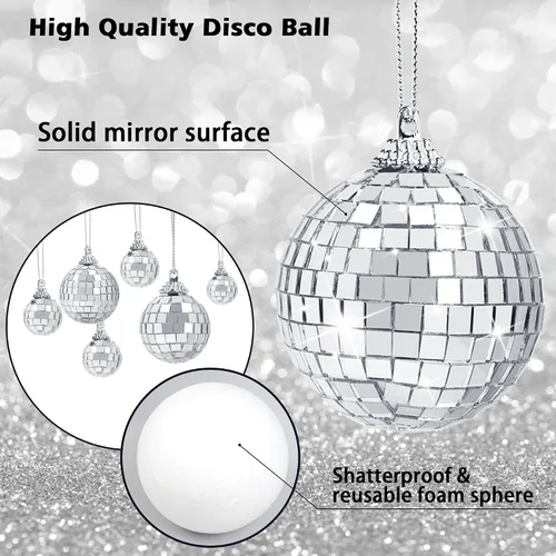 Miniatura 3 de 30 bolas de discoteca – Adornos de bola de discoteca con espejo colgante, decoración de fiesta de discoteca para despedida de soltera temática