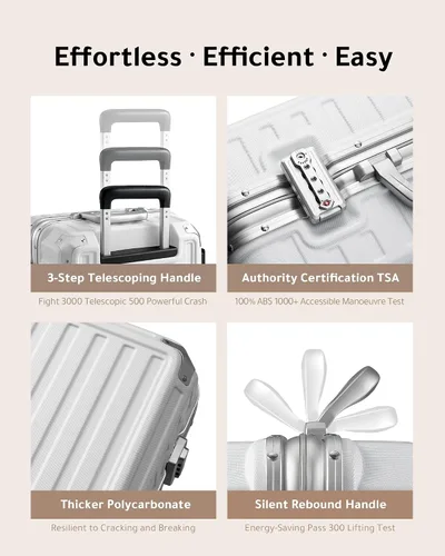 Miniatura 8 de LUGGEX Equipaje sin cremallera con marco de aluminio - Eleva tu viaje, Blanco, Marco de aluminio blanco equipaje de 24 pulgadas con ruedas