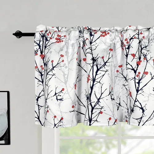 Miniatura 2 de poefun 4 Paneles de Cenefas de Cortinas Opacas para Ventanas/Dormitorio/Sala de Estar/Baño/Casa de Campo/Lavandería con Bolsillo para Barra 52 x 18