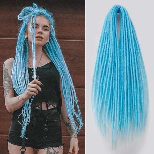 Miniatura 15 de 20 hebras de 24 pulgadas, extensiones de rastas color burdeos, rastas de cabello de ganchillo para mujer, hechas a mano, suaves, trenzas de cabello