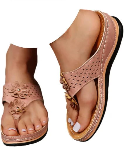 Miniatura 13 de Chanclas para mujer 2026, soporte de arco de flores, sandalias ortopédicas sin cordones con puntera abierta, bucle ajustable, sandalias de cuña