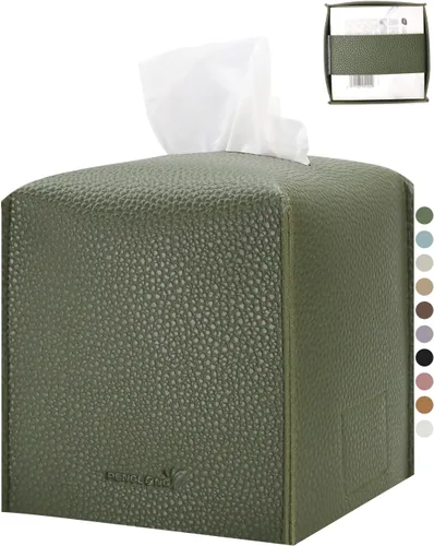 Miniatura 18 de Funda para caja de pañuelos 5 x 5 x 5 pulgadas de piel sintética, organizador cuadrado de caja de pañuelos en cubo para baño, encimera de tocador