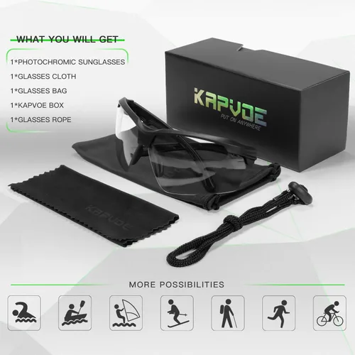 Miniatura 6 de KAPVOE Photochromic Sports Sunglasses for Men Women Cycling Sunglasses UV400 Protection MTB BMX Running Riding Bike K87