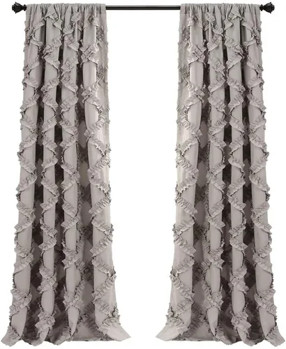 Miniatura 9 de Lush Decor Par de paneles de cortinas para ventana con volantes de diamante, 63 x 54 pulgadas, blanco