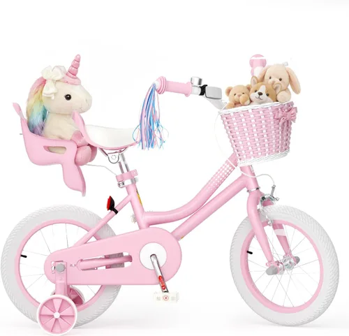 Miniatura 15 de KORIMEFA Bicicleta para niñas de 2 a 12 años, 12, 14, 16, 20 pulgadas, bicicleta para niños pequeños con ruedas de entrenamiento, bicicleta
