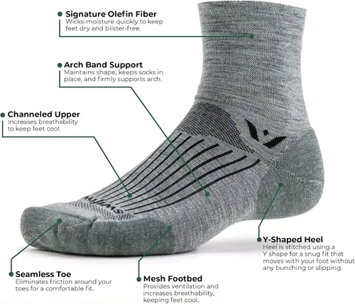 Miniatura 2 de Swiftwick - PURSUIT Four - Calcetines para correr y ciclismo, lana de merino, tripulación duradera