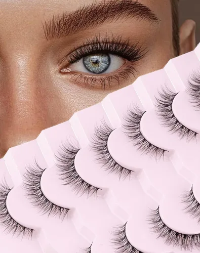 Miniatura 15 de Onlyall Pestañas naturales, pestañas postizas de aspecto natural, pestañas postizas acampanadas, pestañas postizas suaves y esponjosas, 7 pares D12