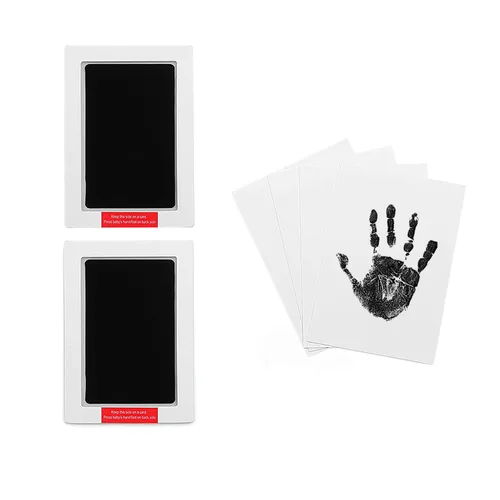 Paquete de 2 almohadillas de tinta grandes sin tinta para manos y huellas, almohadilla de tinta Clean Touch para bebé y mascota (2 almohadillas de