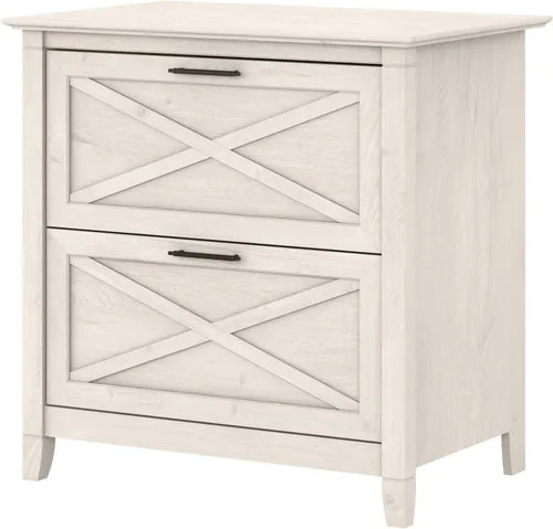 Miniatura 10 de Bush Furniture Key West – Archivador lateral con 2 cajones, color cereza Roble blanco puro.
