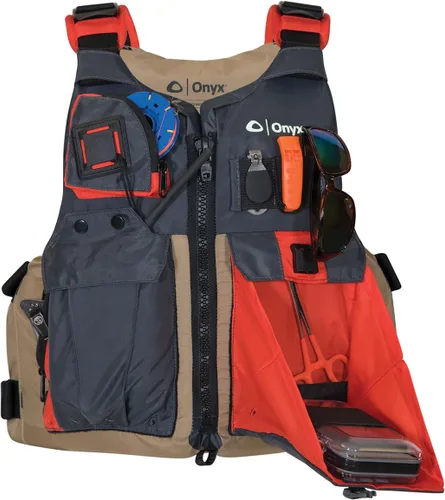 Miniatura 2 de Onyx Chaleco salvavidas para pesca en kayak: PFD aprobado por la Guardia Costera de los Estados Unidos con múltiples bolsillos, diseño de espalda