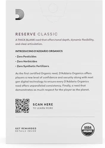 Miniatura 2 de D'Addario Organic Reserve - Cañas clásicas para clarinete Bb - Cañas para clarinete - Selladas individualmente - Fuerza 2.0, paquete de 10