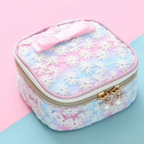 Miniatura 4 de EXCEART Bolsa de almacenamiento de servilleta sanitaria bordada de malla con cremallera, bolsa organizadora compacta para viajes, uso al aire libre