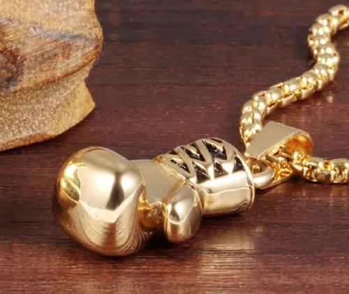 Miniatura 9 de Hamoery Collar con colgante de cadena de guante de boxeo de acero inoxidable punk para hombres y mujeres