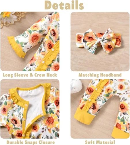 Miniatura 2 de Aalizzwell Mameluco para bebé niña, ropa de otoño e invierno con accesorios