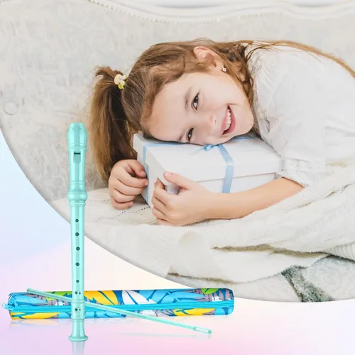Miniatura 6 de Instrumento de flauta soprano para niños principiantes estudiantes, digitación alemana, llave C, flauta soprano de 3 piezas con varilla de limpieza