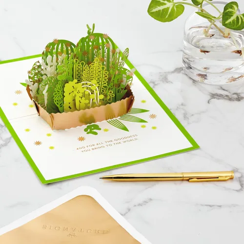 Miniatura 5 de Hallmark Signature Paper Wonder - Tarjeta de agradecimiento emergente, suculentas, tarjeta del día de enfermeras, agradecimiento al profesor, regalo