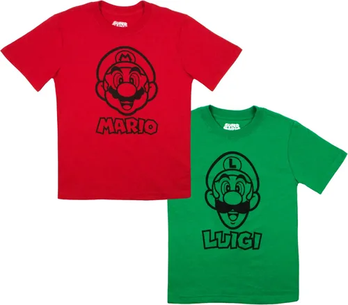 Nintendo Super Mario Bros. Camisetas de manga corta con gráficos de Mario Kart & Friends para niños, paquete de 2