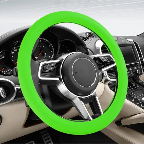Miniatura 16 de DXNQ Funda protectora de silicona antideslizante para volante de automóvil, de 13 a 14.17 pulgadas, suave, flexible, absorbente de golpes