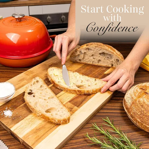 Miniatura 6 de Olla de horno holandés de hierro fundido esmaltado – Olla de horno holandés para hornear pan de masa madre – Olla de pan de hierro fundido – Naranja