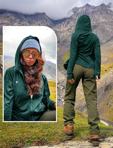 Miniatura 29 de TBMPOY Chaquetas con capucha y protección solar UPF 50+ para mujer, ligeras, de manga larga, para senderismo, exteriores, con cremallera completa