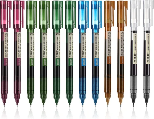 Miniatura 9 de Frienda 12 bolígrafos de punta rodante de 0,5 mm, bolígrafos de tinta líquida de secado rápido de alta calidad japonesa, punta extrafina, escritura