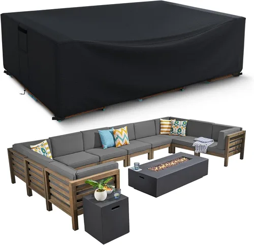 Miniatura 11 de Fundas para muebles de patio impermeables, resistentes 600D, fundas para muebles de exterior para sofá seccional exterior, resistente al desgarro