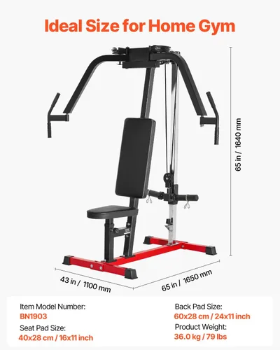 Miniatura 7 de VEVOR, máquina de apertura de pecho, máquina especializada para tren superior para gimnasio en casa, apertura ajustable y máquina de deltoides