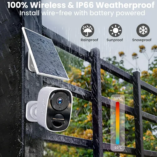 Miniatura 6 de HITELLARCAM 2025 Cámaras de seguridad de 2K mejoradas inalámbricas para exteriores con paneles solares, almacenamiento en la nube gratuito, Blanco