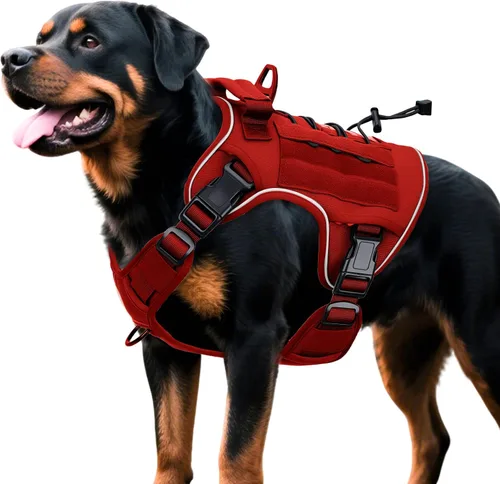 Miniatura 81 de Arnés táctico para perros grandes, chaleco reflectante ajustable sin tirones con sistema Molle, control de grado militar K9 para entrenamiento
