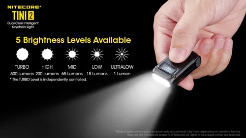 Miniatura 4 de NITECORE TINI 2 Dual LED recargable llavero luz - 500 lúmenes (negro)